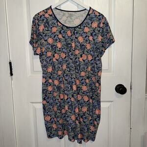 LL Bean Women’s PLUS 1X Supima Cotton Night Sleep Shirt Floral Short Sleeve